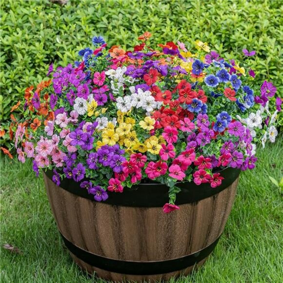 Lnoicy 20 Bundles Outdoor Fake Flowers UV Resistant Faux Plants Home Decor - Picture 1 of 7